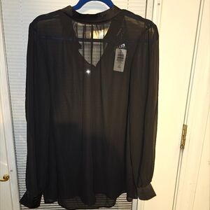 Torrid Black Sheer Long Sleeve Blouse